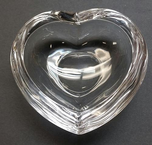 Signed Orrefors glass heart shape dish crystal