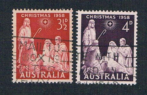 Australia 312-13 Used set Nativity 1 1958 (A0512)