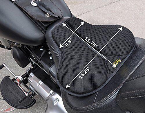 Skwoosh Classic Saddle Motorcycle Gel Seat Cushion Cooling Mesh Breathable Fa...