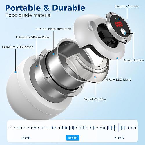 Aotuda 45kHz Ultrasonic Retainer Cleaner Machine 200ML Denture Cleaner 4 Mode...