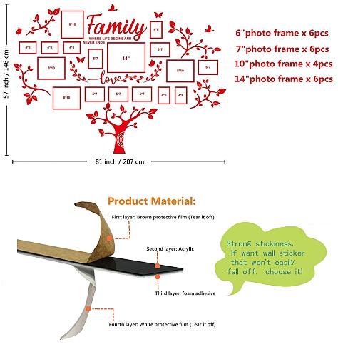 DIY Wall Decor Living Room Family Tree Wall Decor Sticker 3D Picture Frames C...