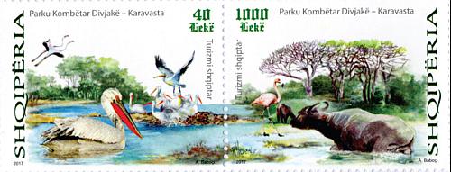 Albania Stamps 2017. Tourism. Bird, Bull, Pelican, Bear, Flamingo. Set MNH