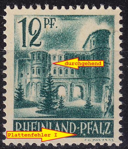GERMANY Alliiert Franz. Zone [RheinlPfalz] MiNr 0004 vv I Pf I ( **/mnh ) Plattenfehl