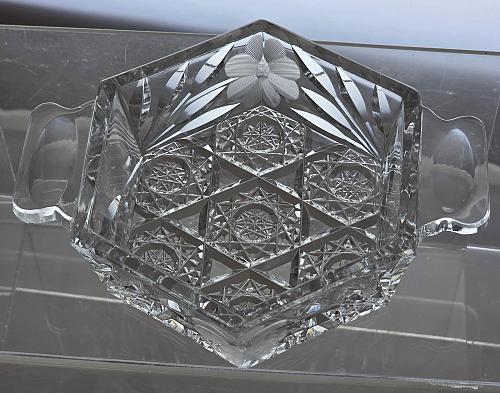 Cut glass dish with tabs American brilliant