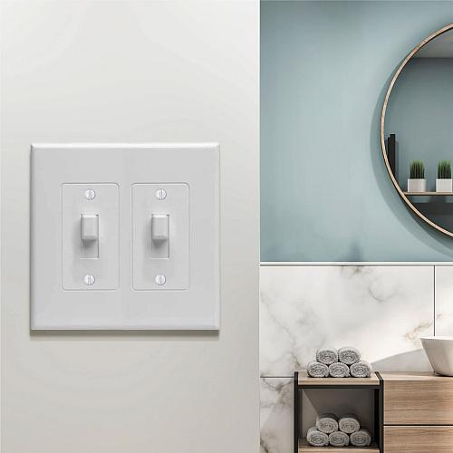 TayMac 2672W 2-Gang MASQUE Decorator Cover Toggle White