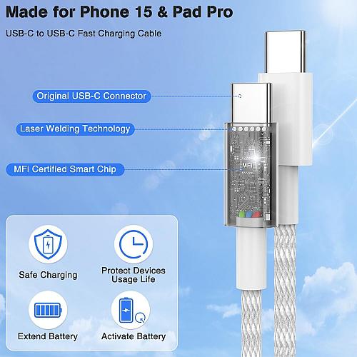 Fast Charging for iPhone 15 16 Pro Max Charger Colorful 3Pack 20W USB C Fast ...