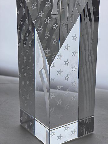 Glass art optical sculpture stars and strpes