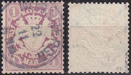 GERMANY Bayern Bavaria [1876] MiNr 0043 ( O/used ) [01] gepr&uuml;ft