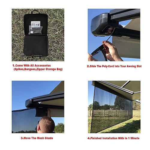 Tentproinc RV Awning Sun Shade Screen Sunshade 8' X 15' 3'' Fit for 16' Awnin...