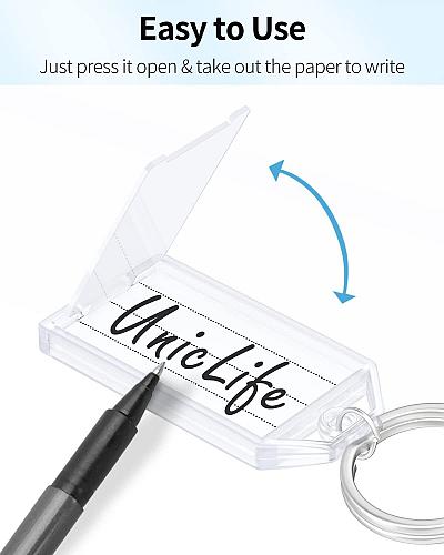 Uniclife 200 Pieces Key Tags 2 Inch Plastic Key Chain Tags with Ruled Blank P...