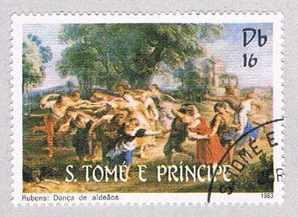 Saint Thomas and Prince Is 692a Used Painting Dance of the peasants (BP1916)