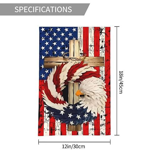 2 Pack Garden Flags for Outside 12x18 Inch Stripes Eagle Wreath Garden Flag o...