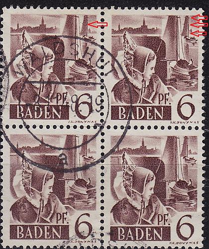 GERMANY Alliiert Franz. Zone [Baden] MiNr 0031 y I,III ( O/used ) [02] 4er