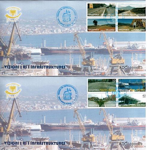 Albania Stamps 2007. New Vision of Infrastructure, Roads, Seaport. 2 FDC Set MNH