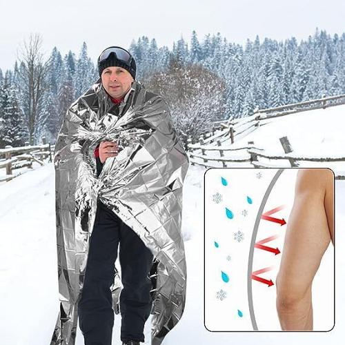 QIO CHUANG Emergency Mylar Thermal Blankets -Space Blanket Survival kit Campi...