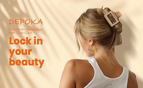 DEPOKA Matte Hair Clips for Women and Girls - Rectangle and Double Row Small ...