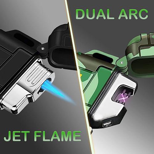2 Pack Waterproof Lighter Outdoor Windproof Torch Lighter Dual Arc Lighter Bu...
