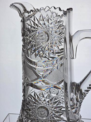 American Brilliant Period Cut Glass Pitcher Antique hobsrar base