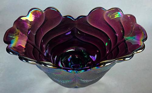 L E Smith Glass oval purple deep bowl/vase