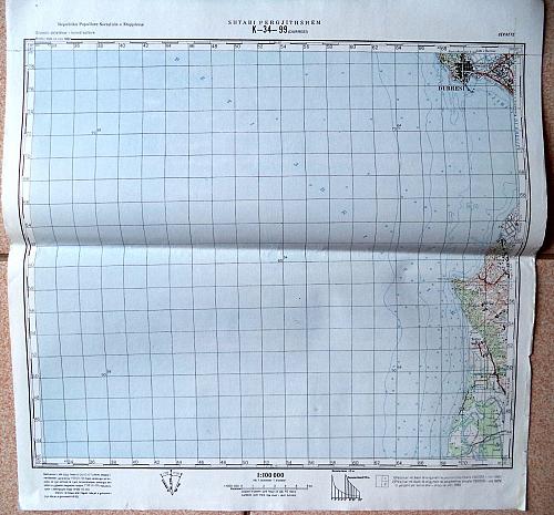 Military Secret Topographic Maps, Durres, Albania, 1982. 1:100.000