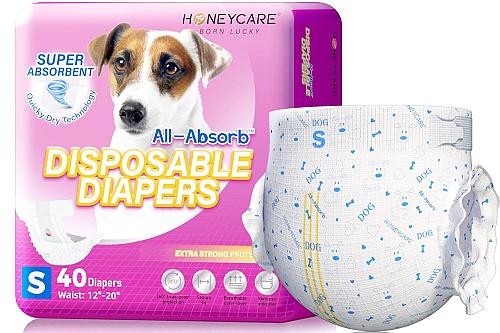 HONEY CARE All-Absorb Disposable Female Dog Diapers Small Size Improved 40 Co...