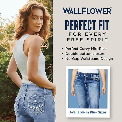WallFlower Women's Luscious Curvy Bootcut Mid-Rise Insta Stretch Juniors Jean...