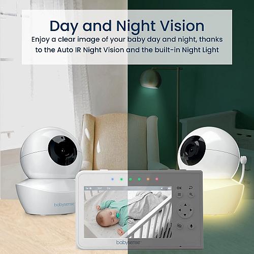 Babysense Baby Monitor with 2 Cameras and Audio 4.3" Non Wifi Baby Monitor Du...