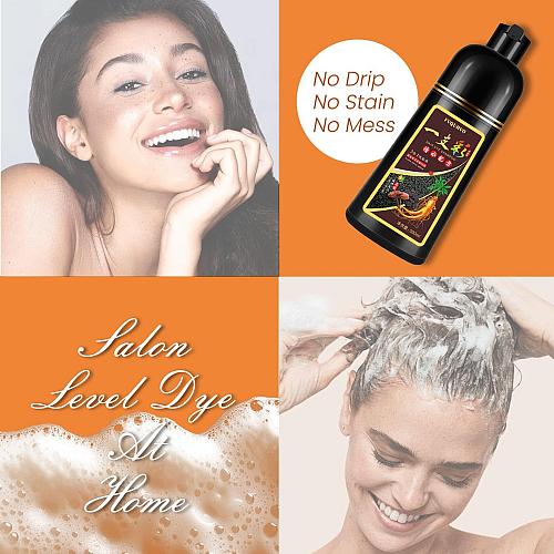 Hair Dye Shampoo 3 In 1 100% Gray Hair Coverage Dark Wine Red Hair Color Trea...