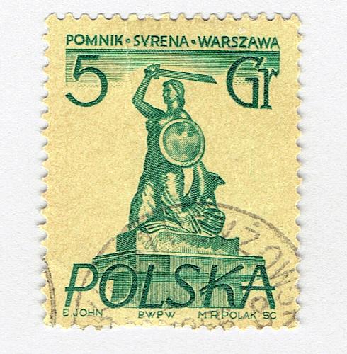 Poland Statue green 5 Used (BP92602)