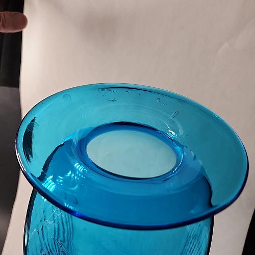 Blenko Glass blue rectangular vase 15. 75"