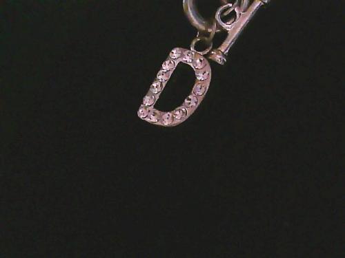 Silver Chain Bracelet with Crystal Accent Initial "D" Dangling Charm