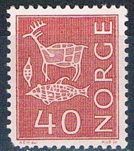 Norway 423 Unused Rock Carvings nipped perf 1962 CV 3.50 (HV0139)