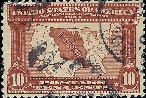 US Scott #327 Used VF 10 Cent 1904 Louisiana Purchase Stamp CV 27.50