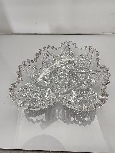 ABP cut glass odd shape dish