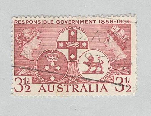 Australia Used Responsible government 1956 red 3 1/2 (BP90608)