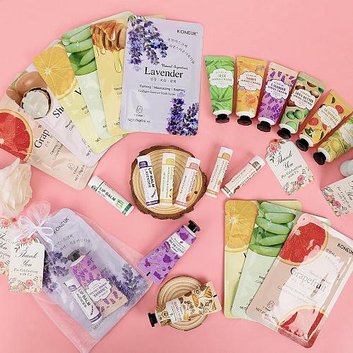 KONEUK 30 Pack Bulk Facial Mask Bulk Hand Cream and Bulk Lip Balm Sets Easter...