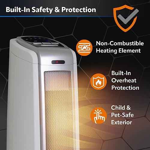 Lasko Oscillating Ceramic Tower Space Heater for Home with Overheat Protectio...