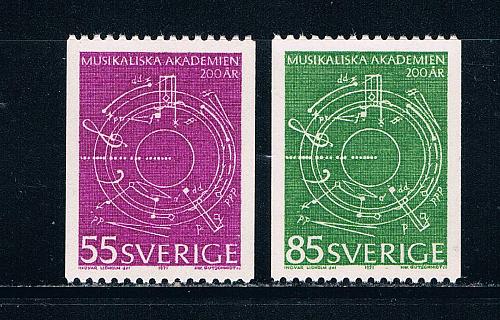 Sweden 889-90 Unused set Abstract Music 1971 (S0756)+