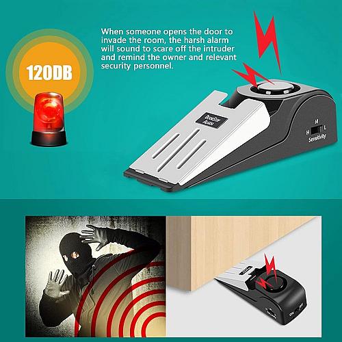 Portable Door Lock & Door Stop Alarm Set Dual Protection Home Security Door K...