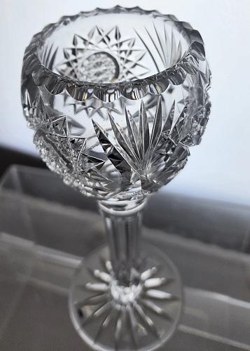 Signed Fry CUT glass vase