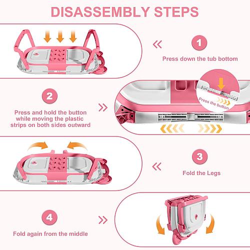 MoreFeel Collapsible Baby Bathtub for Newborn with Thermometer & 1 Hooded Tow...