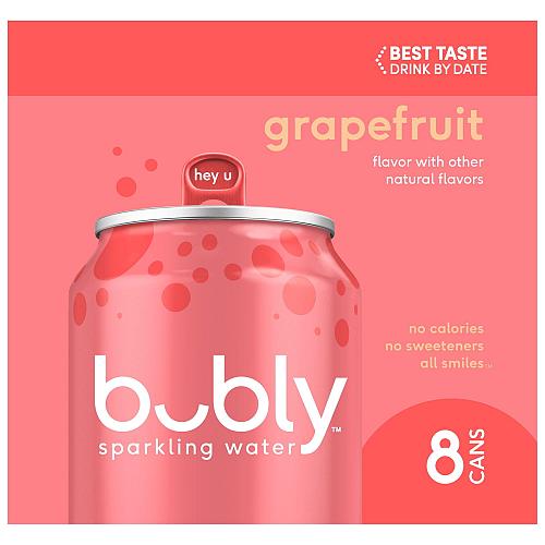bubly Grapefruit Sparkling Water 12 Fluid Ounces 8 Pack Aluminum Can