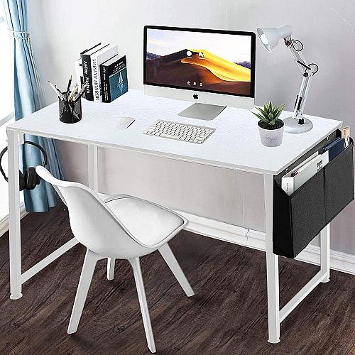 Lufeiya 47 inch White Office Computer Desk - Modern Simple Student Study Tabl...
