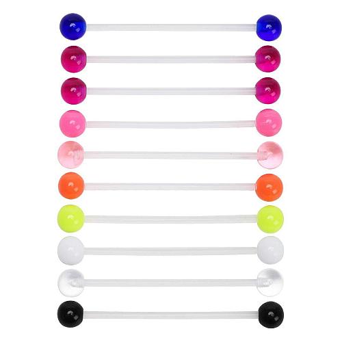 CrazyPiercing 10 Pcs Industrial Barbell Earrings 14G Bioflex Cartilage Earrin...