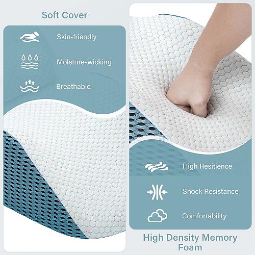 YEERSWAG Adult Ergonomic Memory Foam Bed Triangle Wedge Pillow Headboard for ...