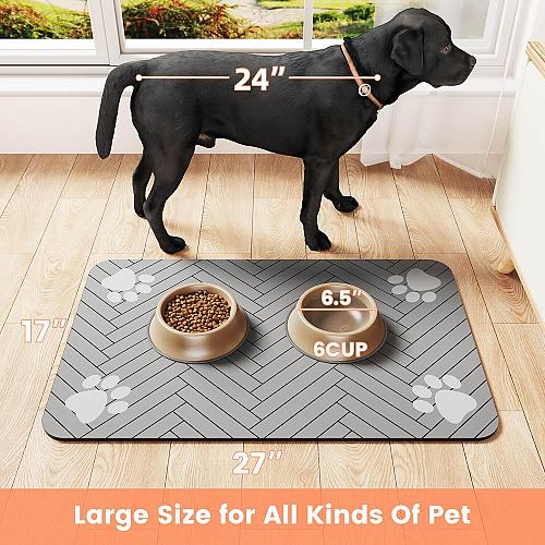 Pet Feeding Mat-Absorbent Pet Placemat for Food and Water Bowl with Waterproo...