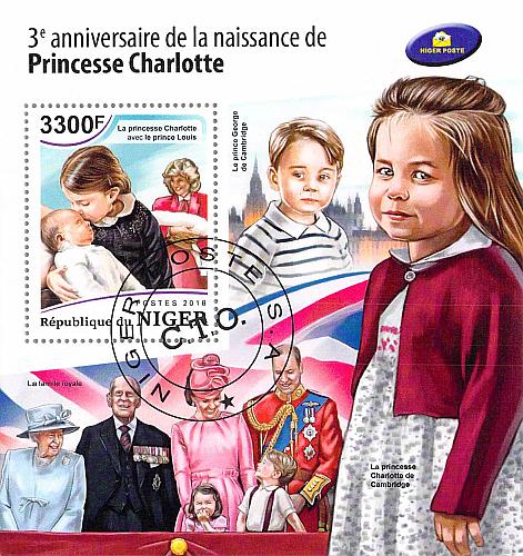 Niger 2018 Sheet Princess Charlotte royal family 1 value (TS0138)