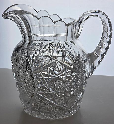 ABP cut glass pitcher American brilliant blown blank Bob5