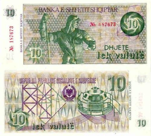 Albania 10 Lek Valute Paper Money, Banknote of 1992. P#49A. UNC