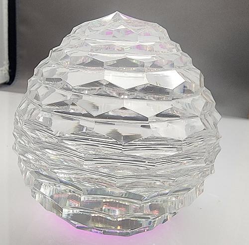 Hand cut glass honeycomb paperweight, 32% lead crystal Signed